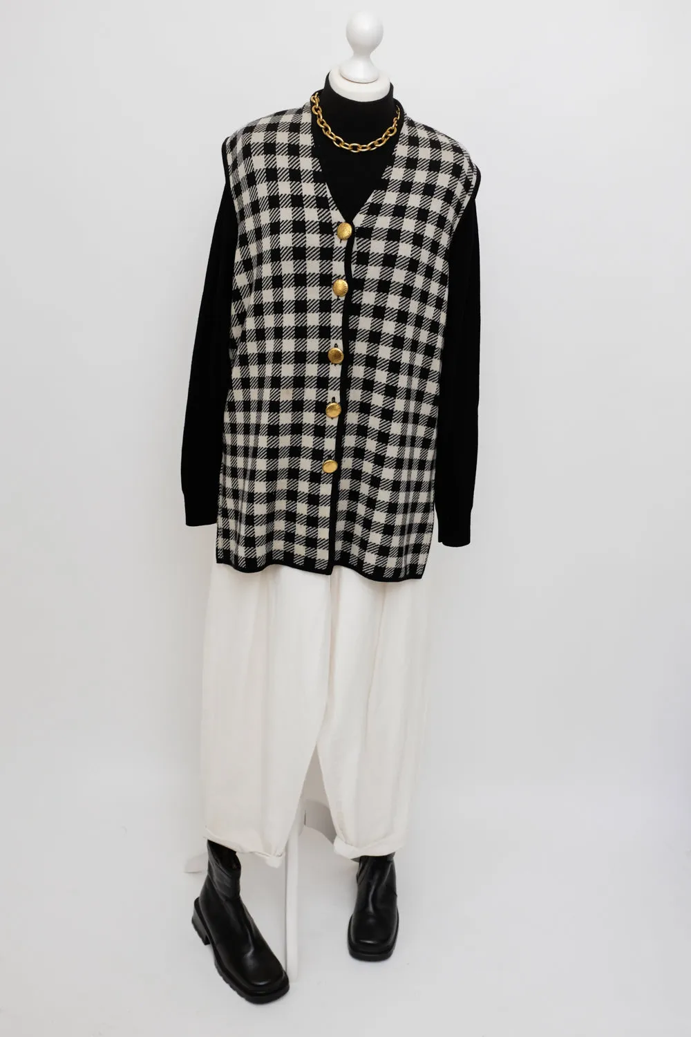 0039_CHECKED LONG MERINO WOOL VEST