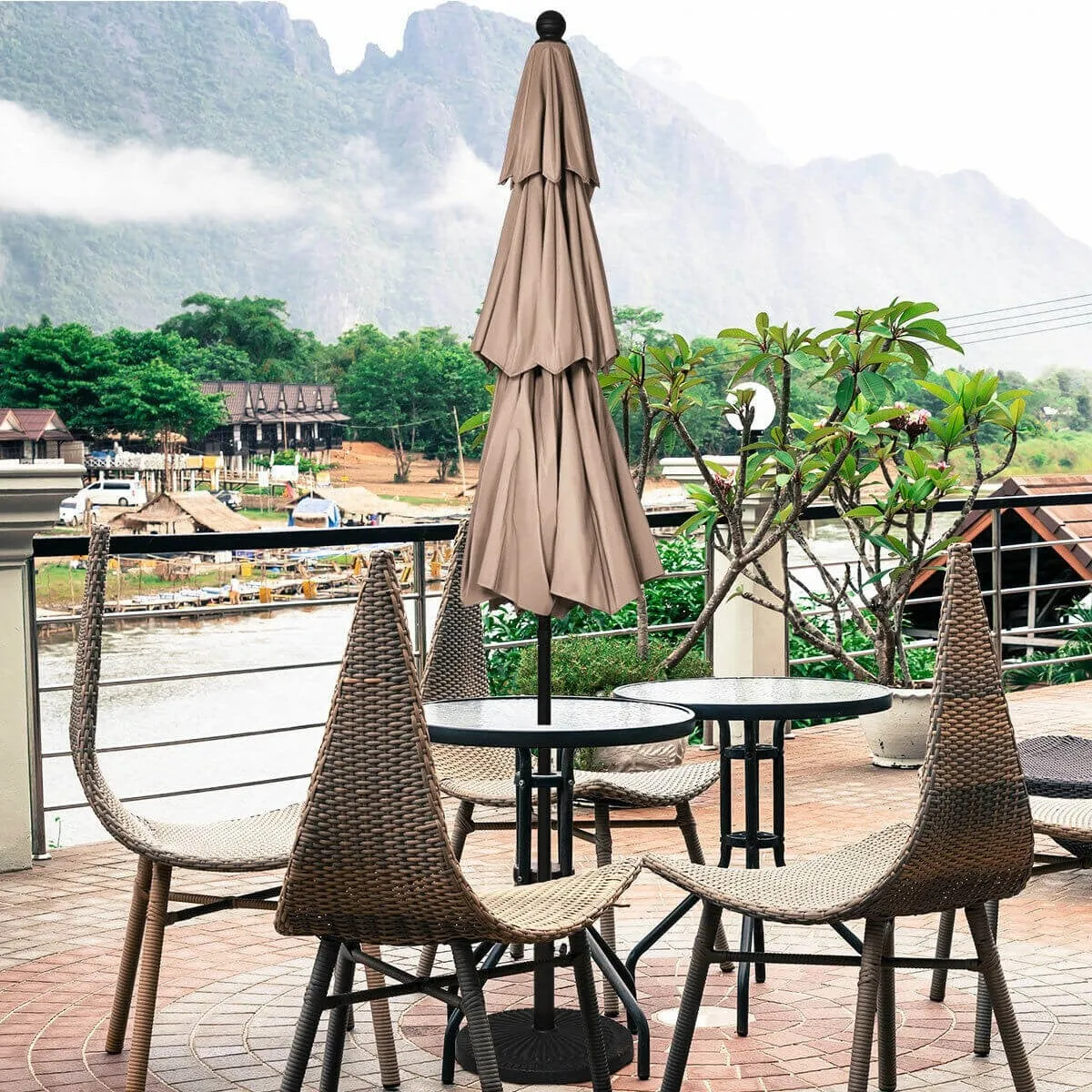 10ft 3 Tier Outdoor Patio Umbrella - Beige