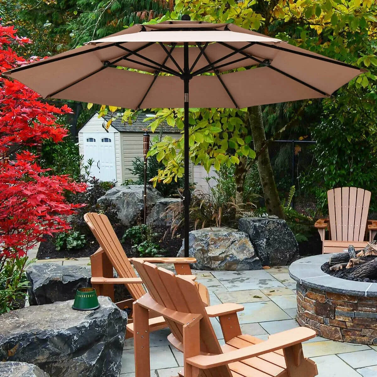 10ft 3 Tier Outdoor Patio Umbrella - Beige