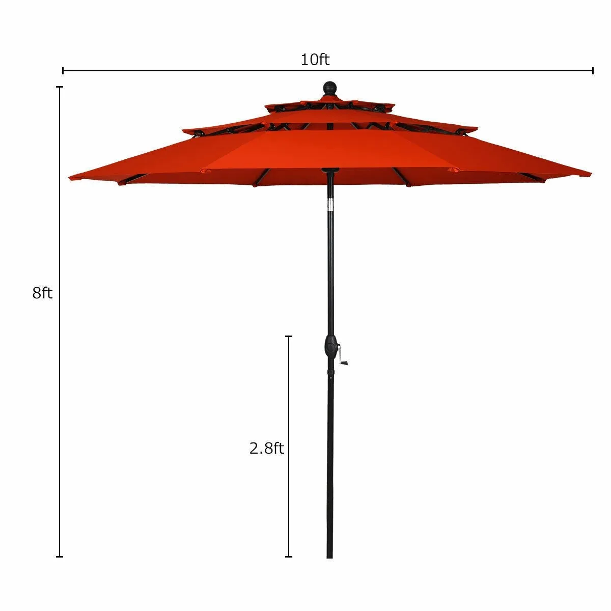 10ft 3 Tier Outdoor Patio Umbrella - Orange