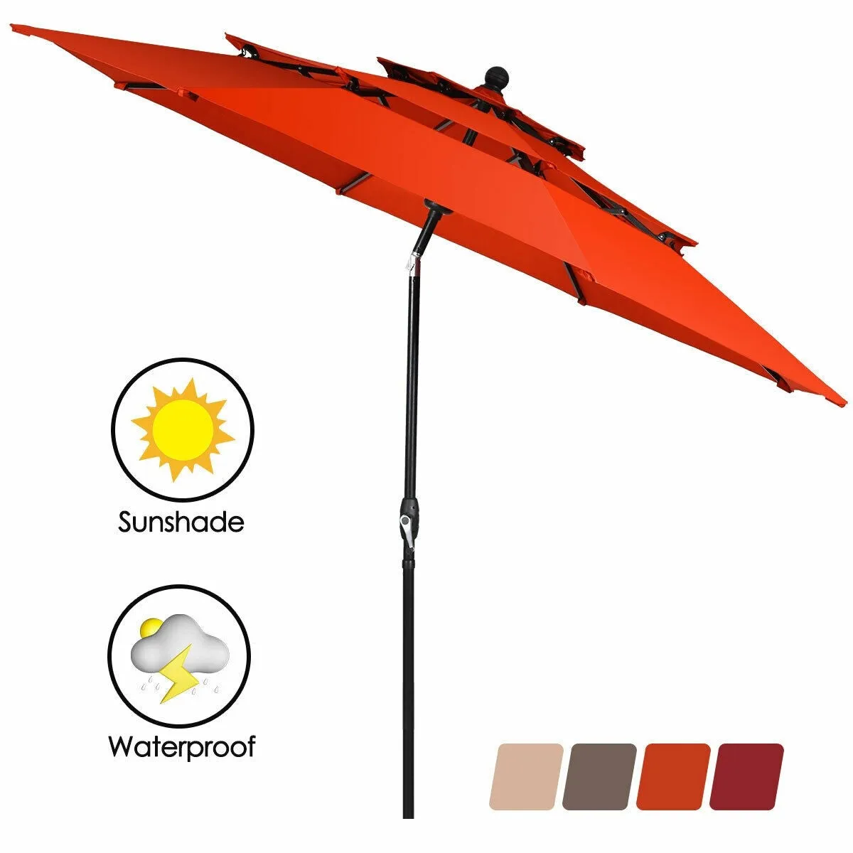 10ft 3 Tier Outdoor Patio Umbrella - Orange