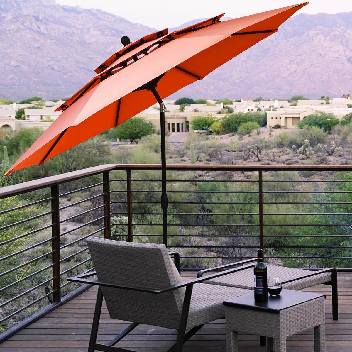 10ft 3 Tier Outdoor Patio Umbrella - Orange