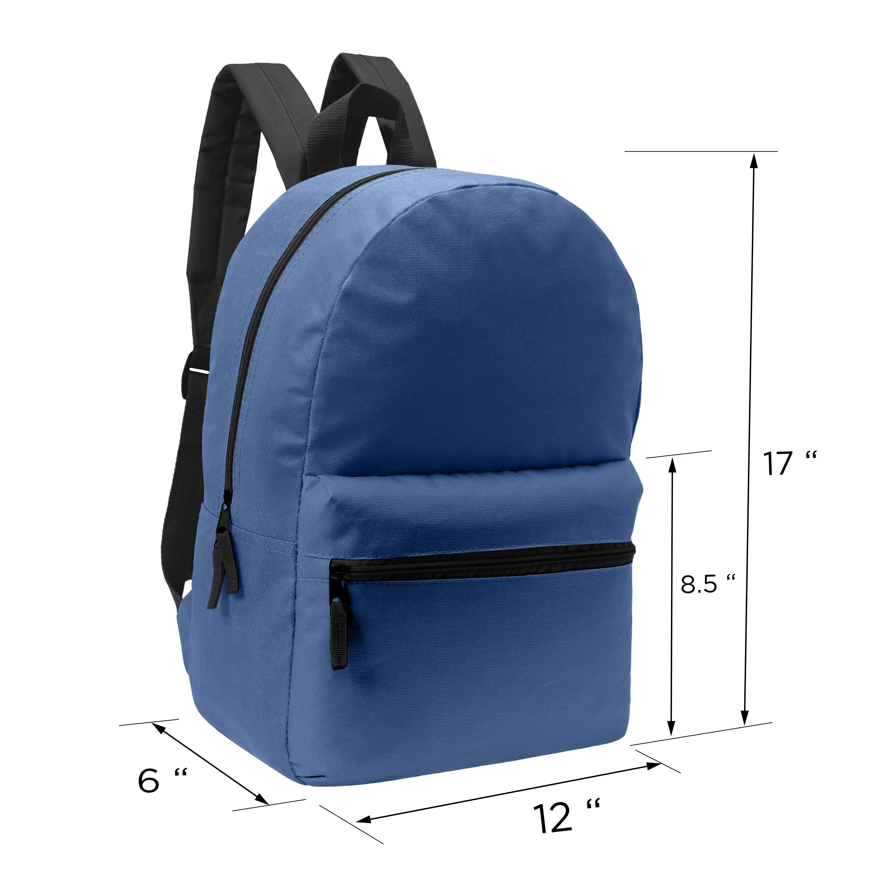 12 Wholesale Random Color 17" Backpacks and 12 Bulk School Supply Kits of Your Choice