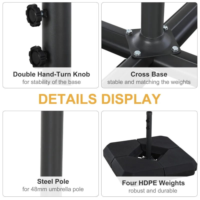 2" Fitting Poles and Steel Base Umbrella Stand - Black