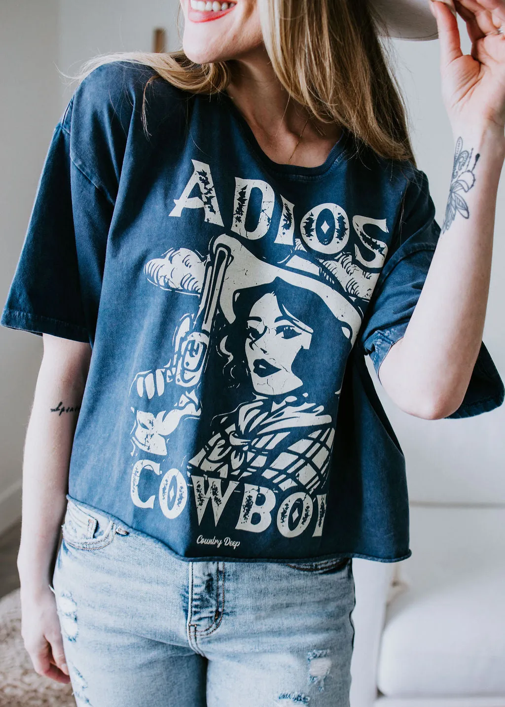 Adios Cowboy Cropped Tee