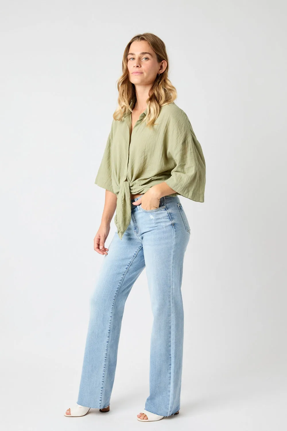 Avery Straight Fit High Rise Jeans with V Front Waistband - PLUS