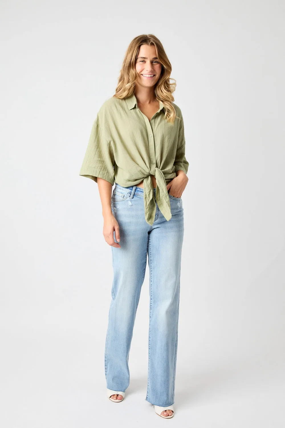 Avery Straight Fit High Rise Jeans with V Front Waistband - PLUS