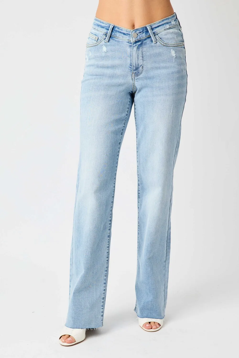 Avery Straight Fit High Rise Jeans with V Front Waistband - PLUS