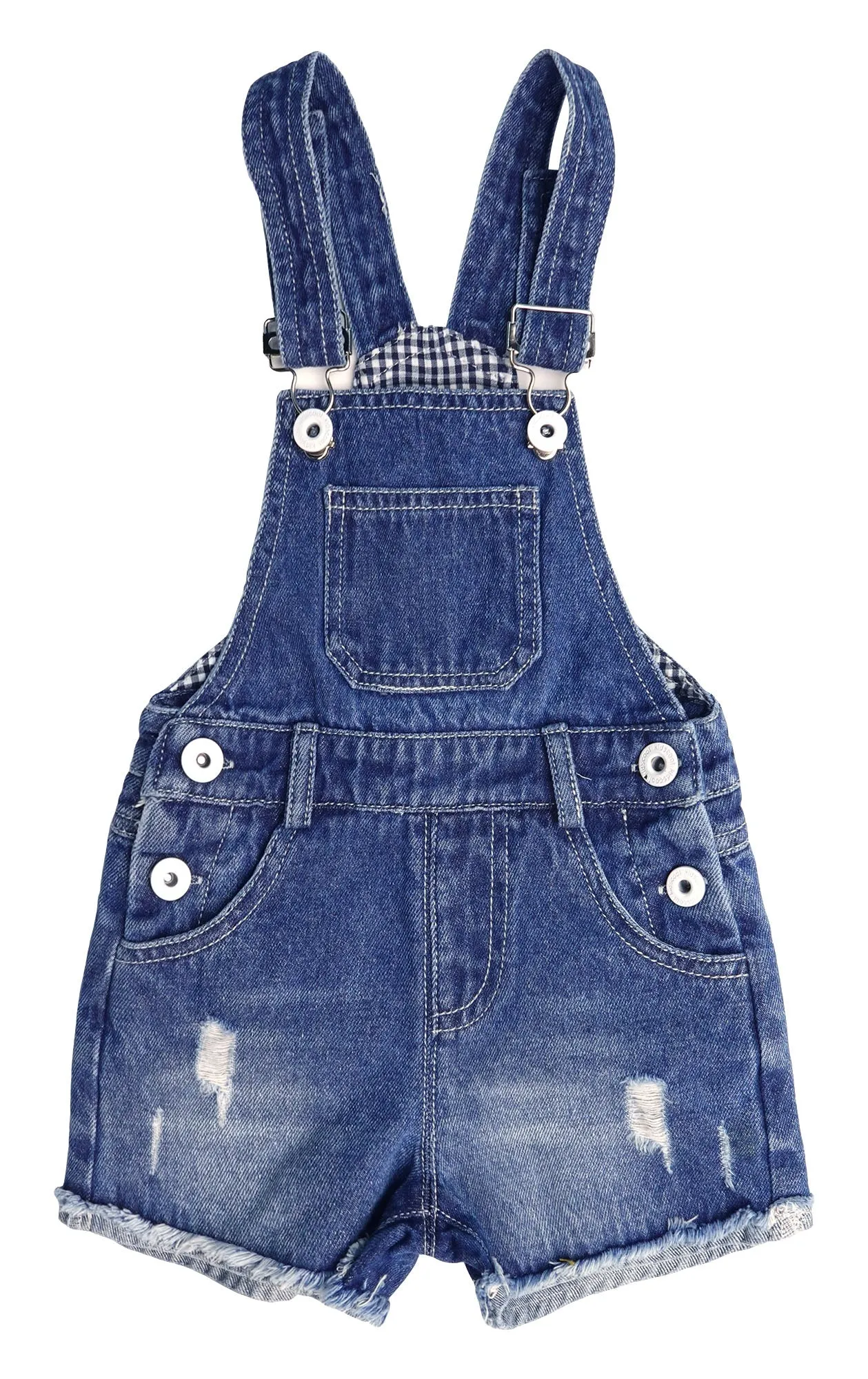 Baby Girls Denim Shortalls, Little Boys Ripped Raw Edge Hem Jeans Summer Shortalls