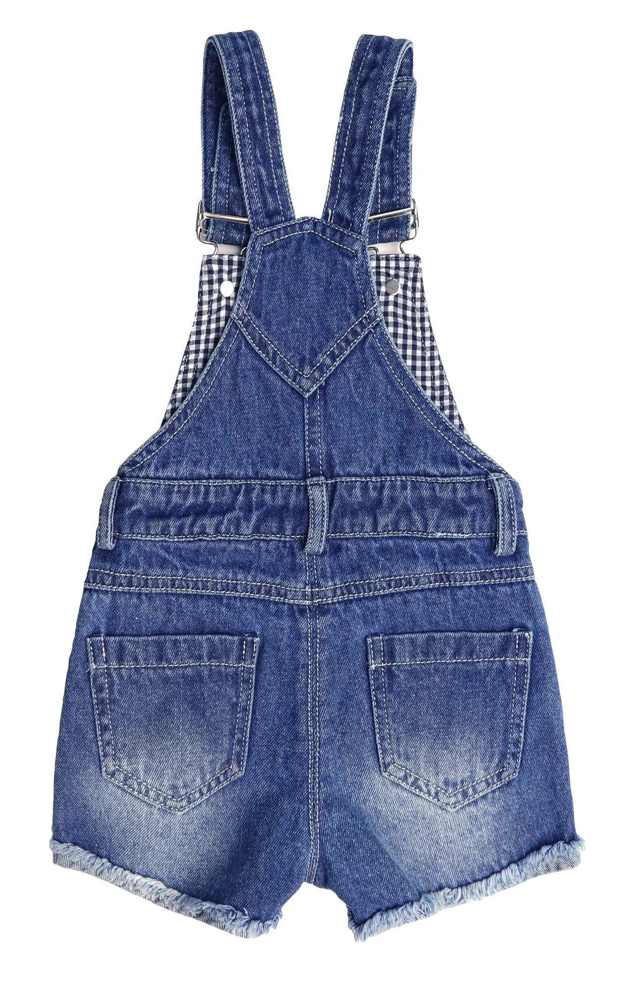 Baby Girls Denim Shortalls, Little Boys Ripped Raw Edge Hem Jeans Summer Shortalls