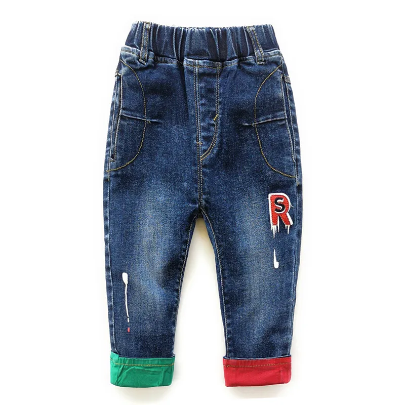 Baby Letter Embroidered Elastic Cuffed Jeans Pants