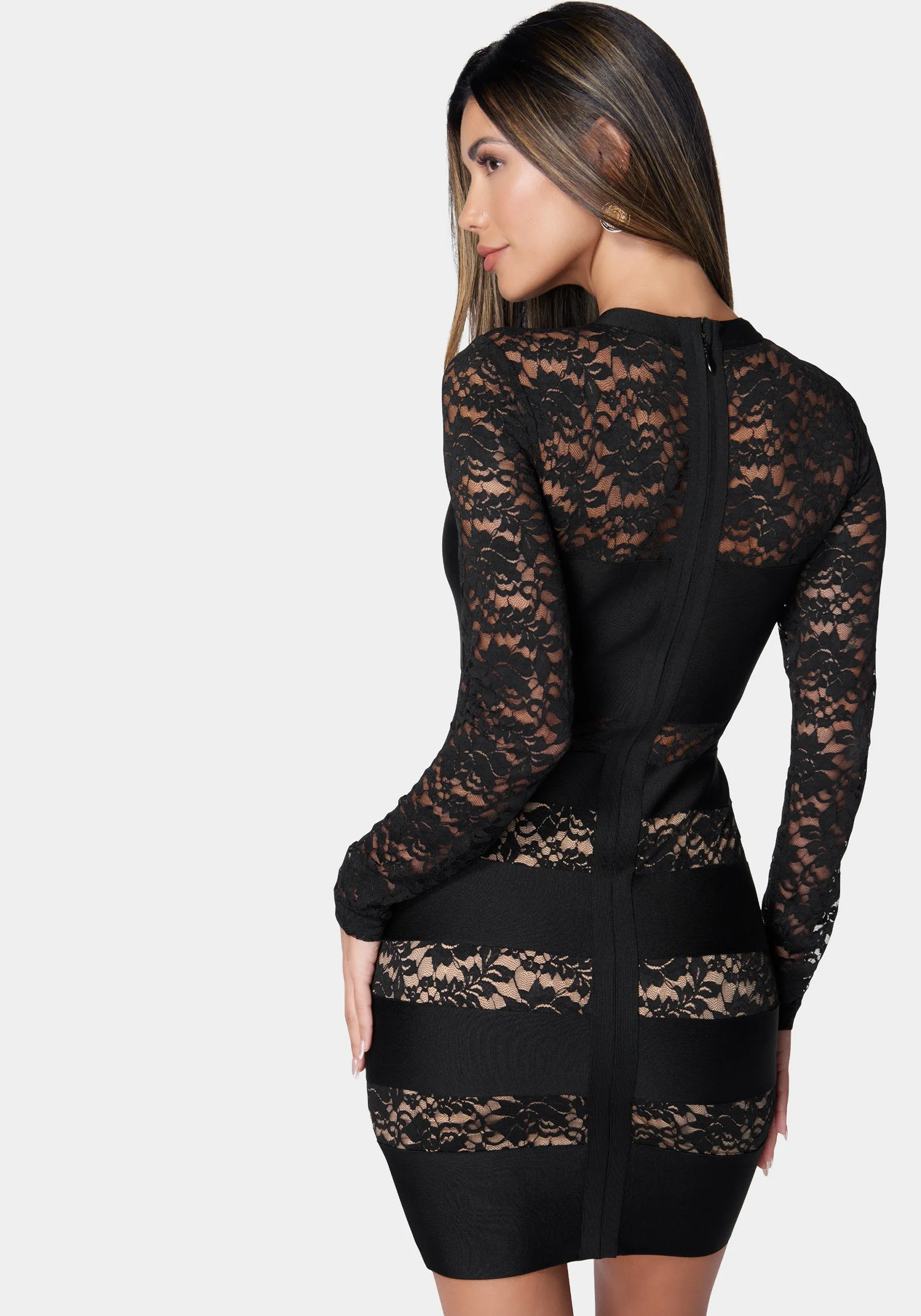 Bandage Illusion Lace Dress