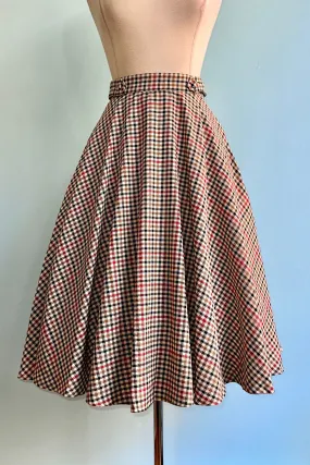 Beige Plaid Hilda Circle Skirt by Banned