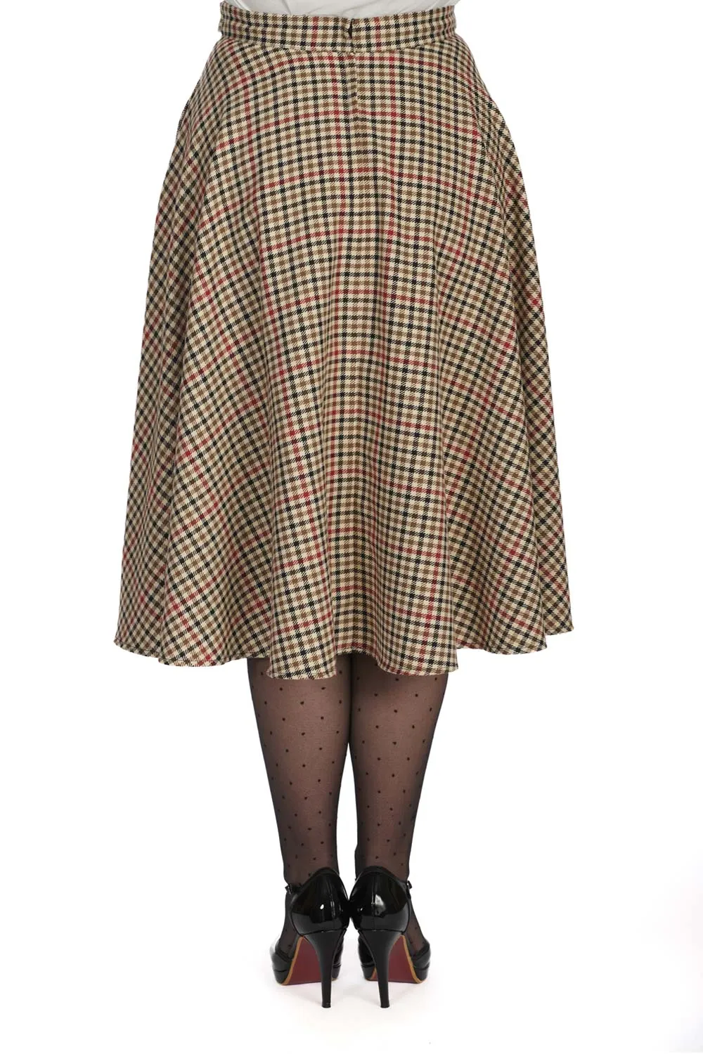 Beige Plaid Hilda Circle Skirt by Banned