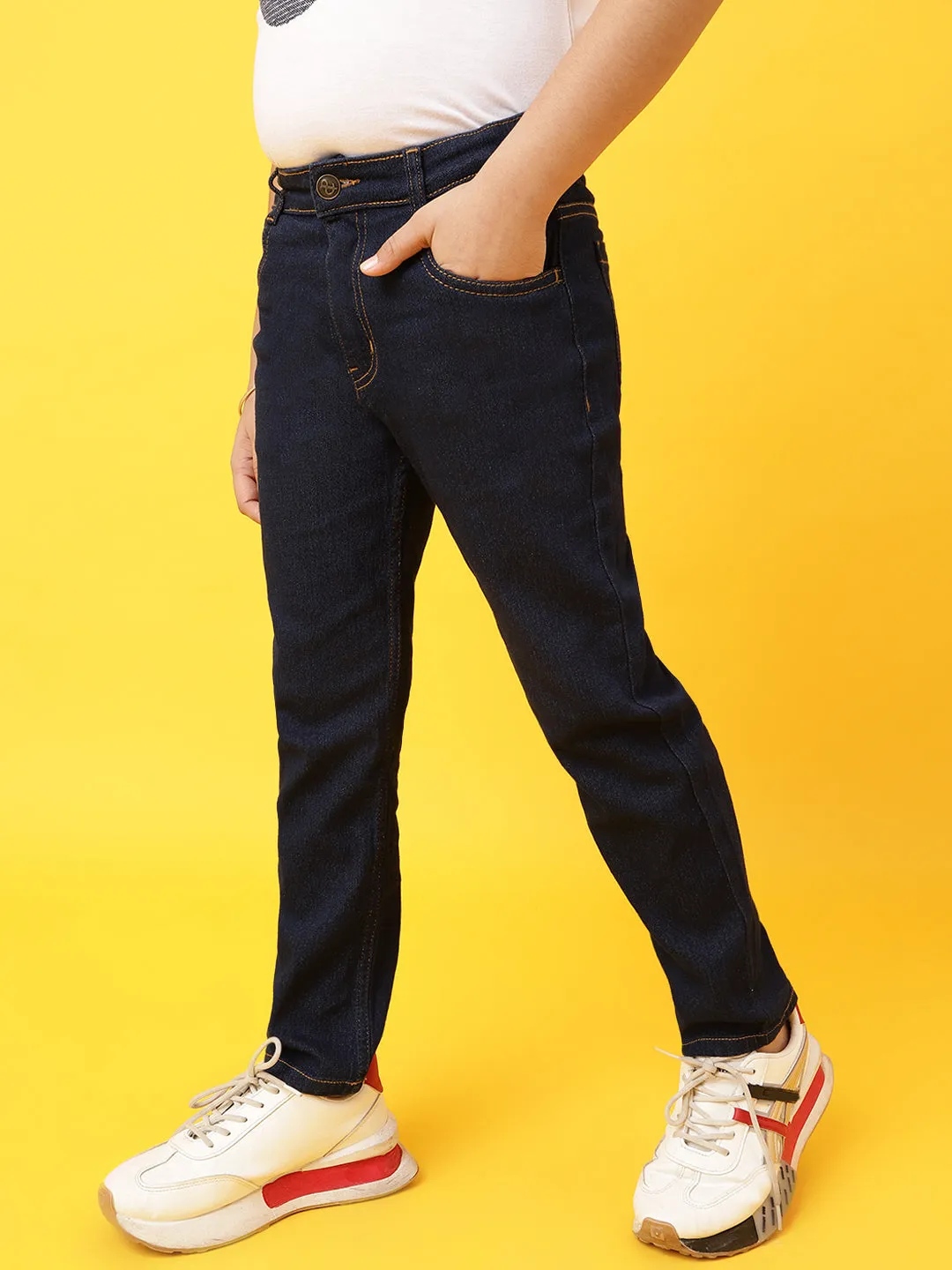 Boys Dark Blue Slim Fit Jeans