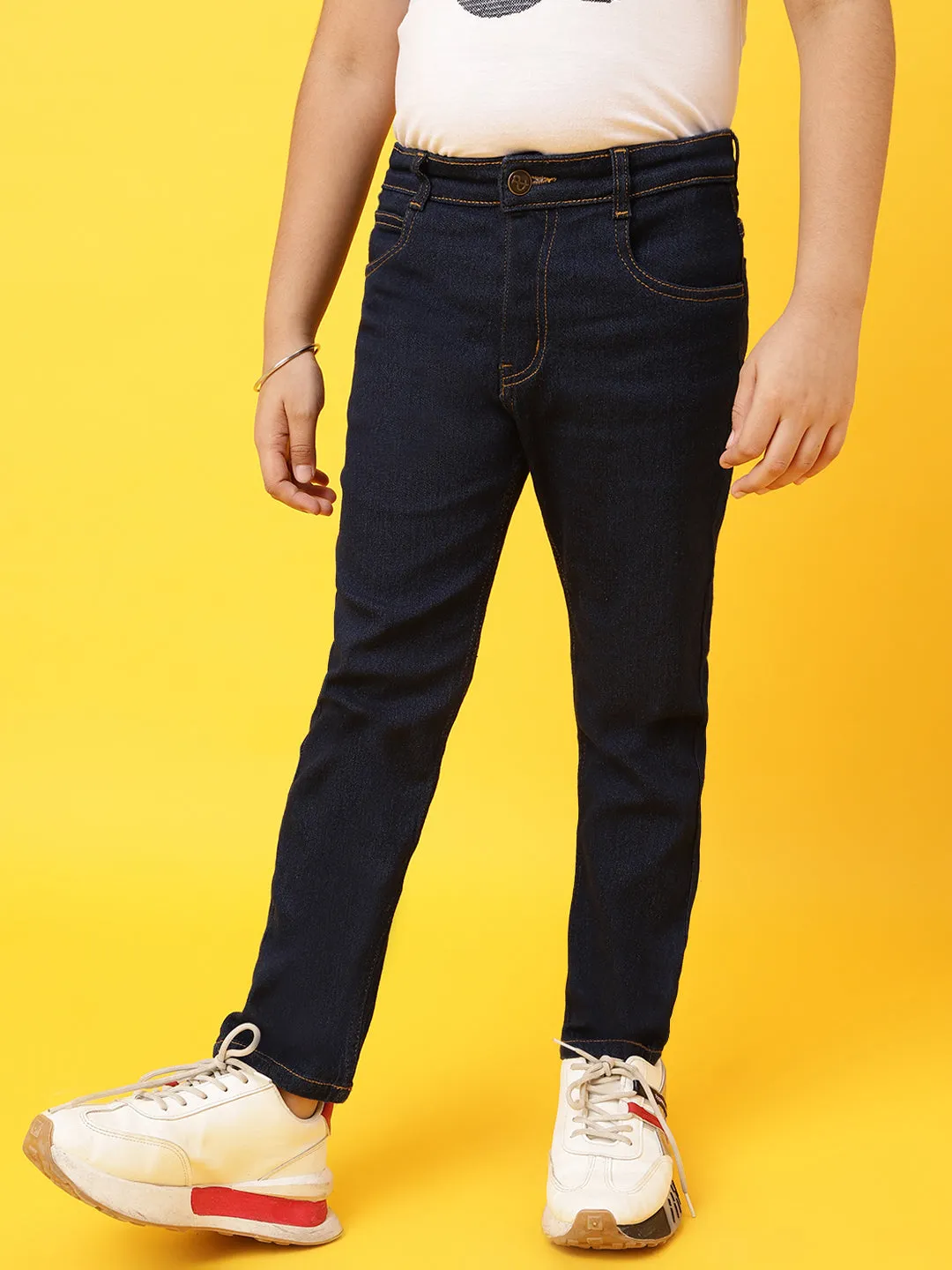 Boys Dark Blue Slim Fit Jeans