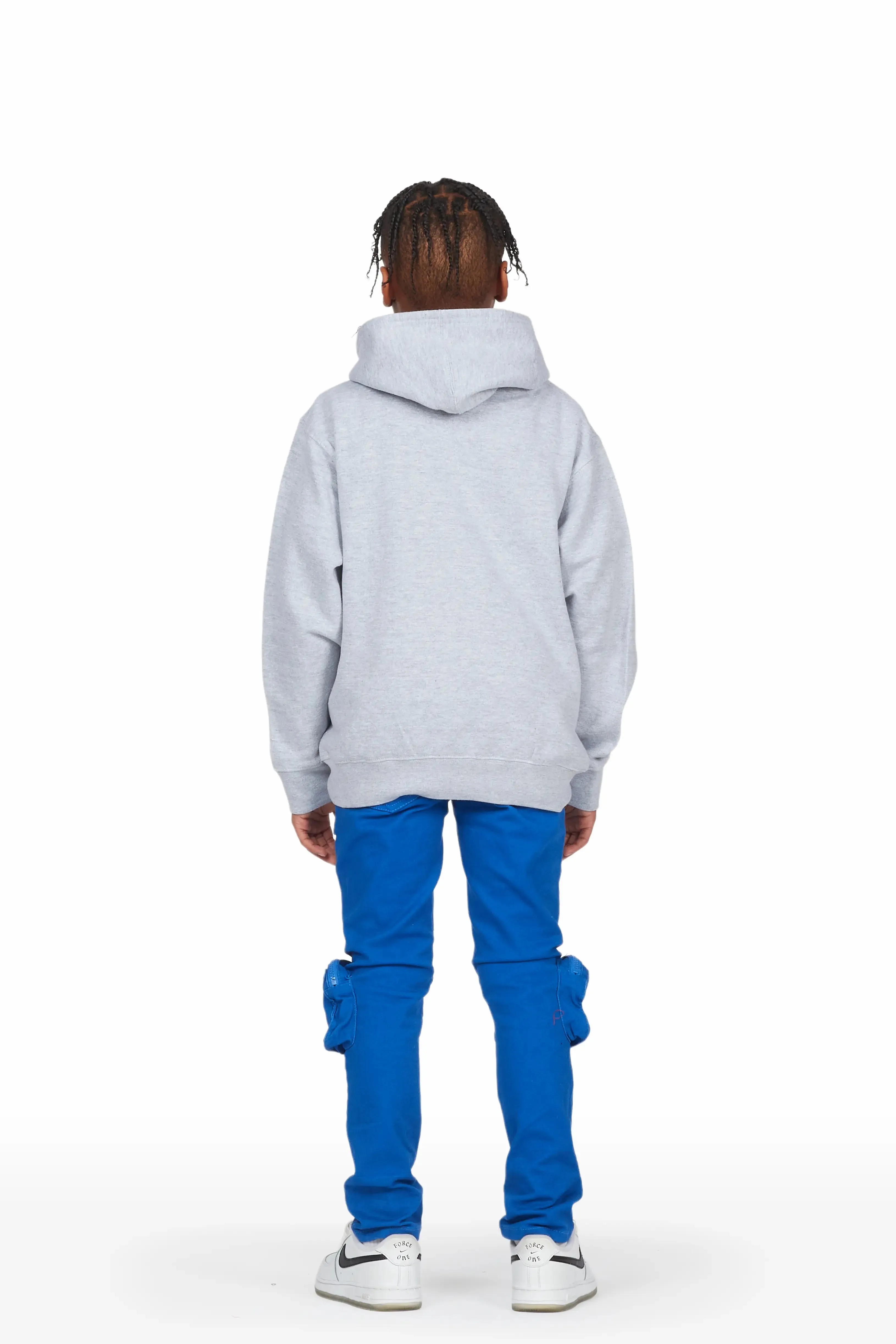 Boys Luke Grey/Blue Cargo Jean Hoodie Set