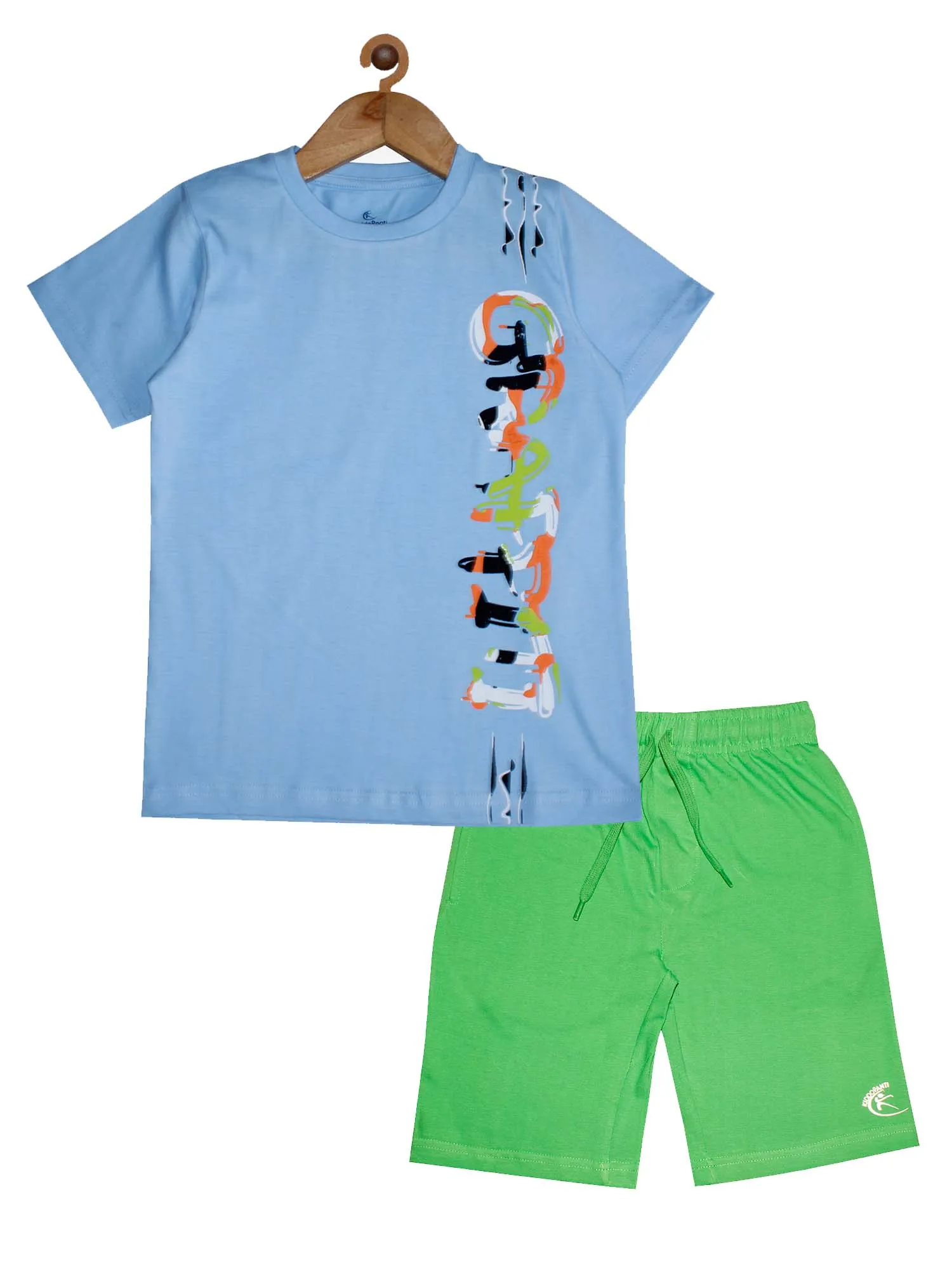 Boys Printed Tee & Knee length Basic Short Set