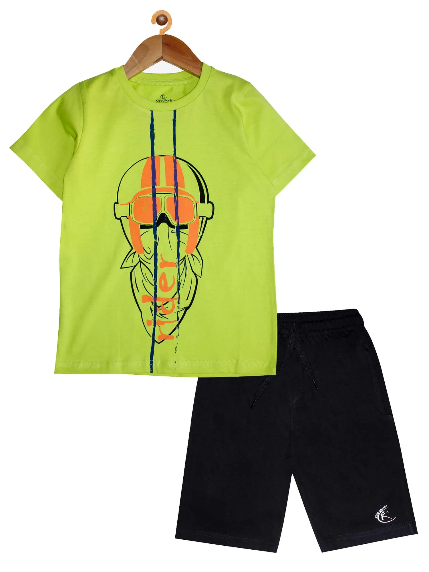 Boys Printed Tee & Knee length Basic Short Set