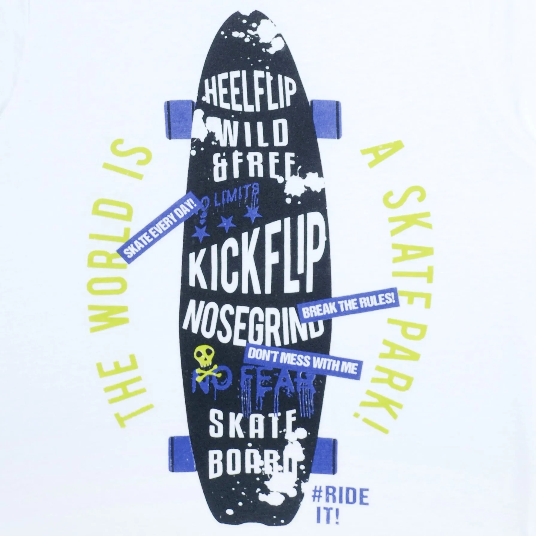 C1540  YK The World Is A Skate Park White T-Shirt