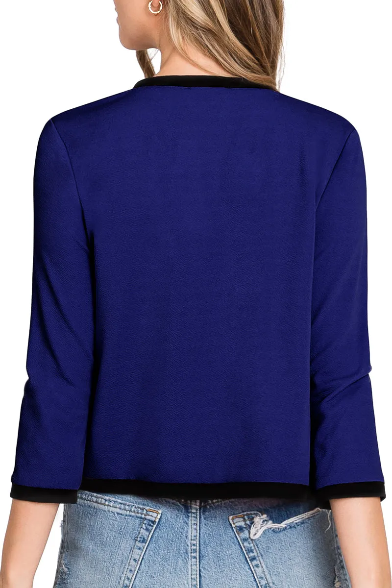 COLLARLESS LONG SLEEVE OPEN BLAZER