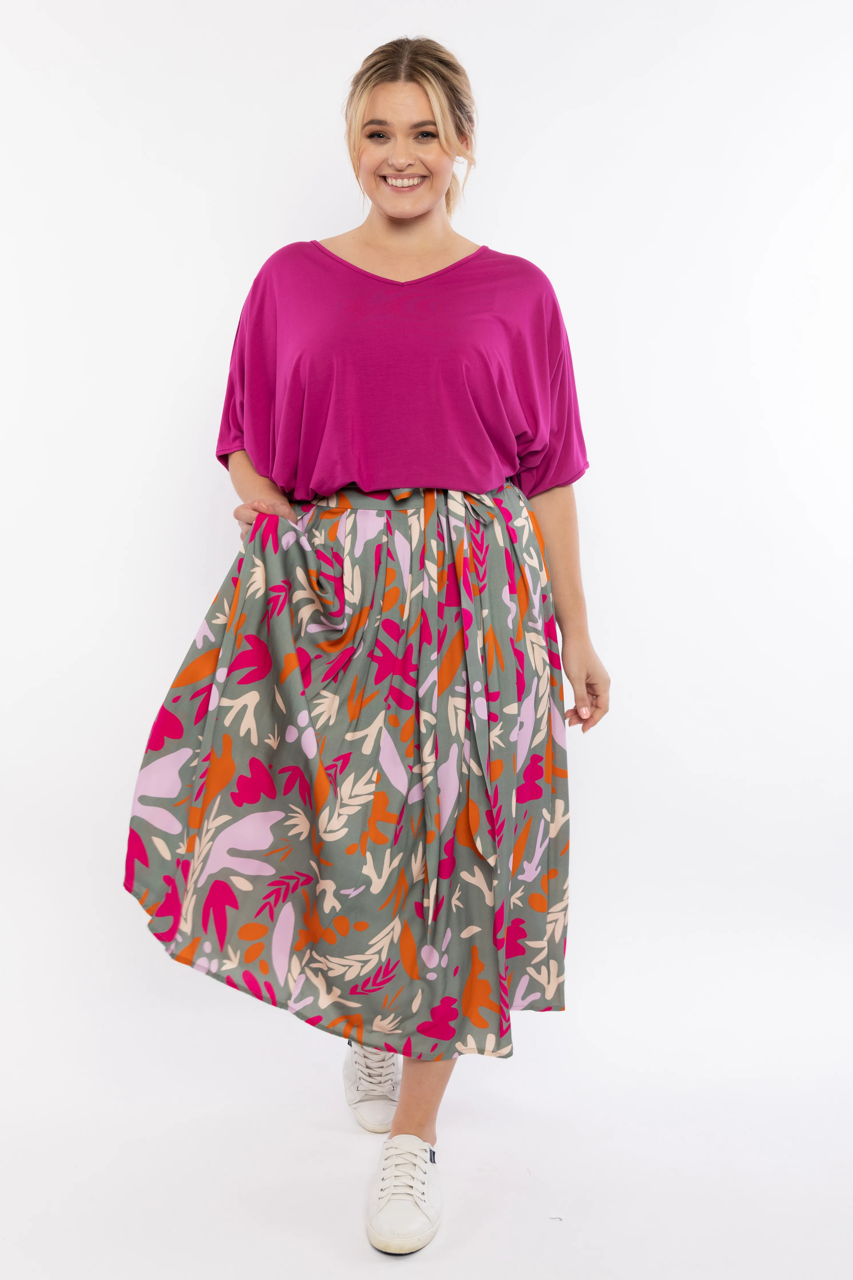 FINAL SALE Twirl Tie Skirt in Coral Cove