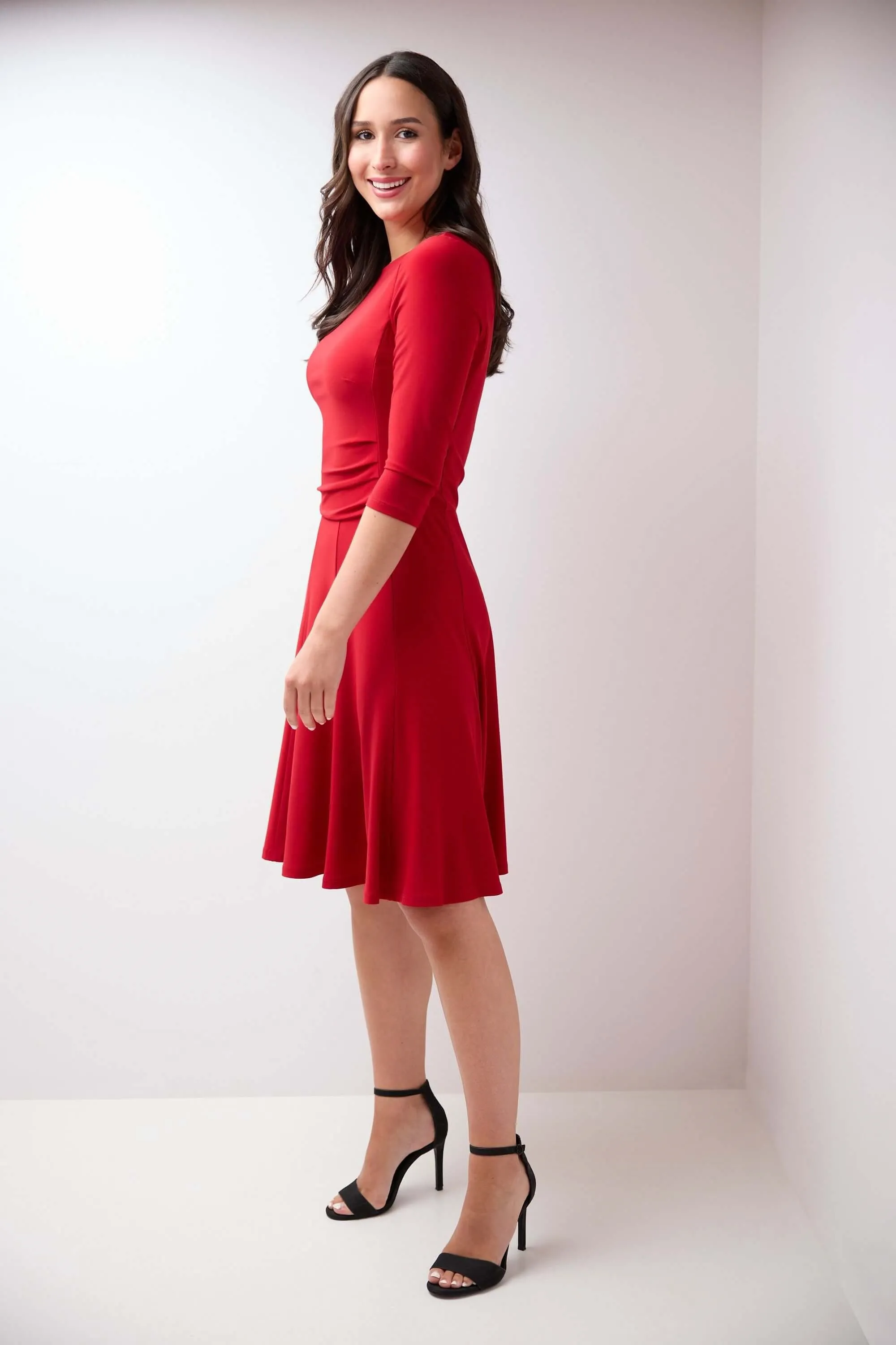 Flared Business Dress with 3/4 Sleeves