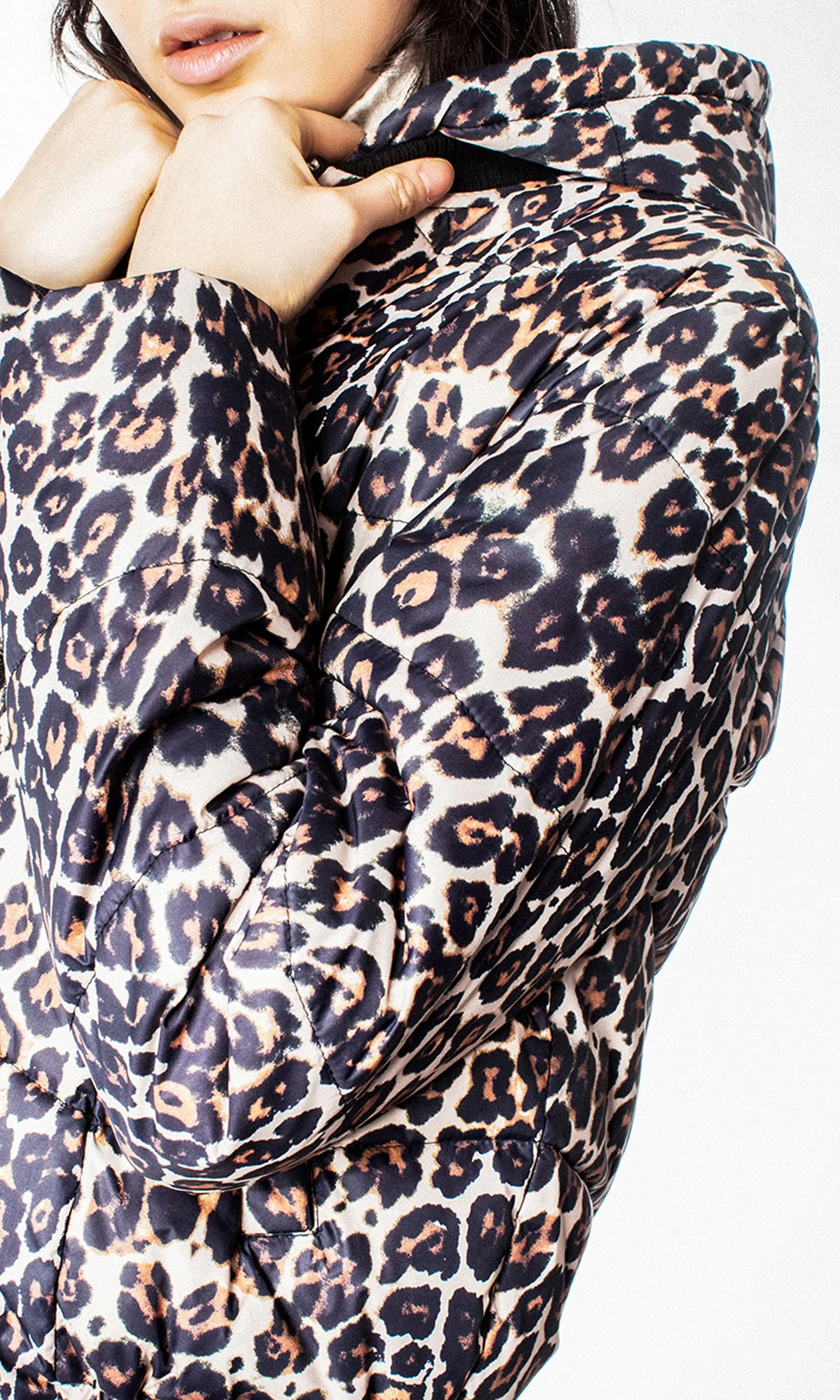 GENERATION LOVE HOODED LEOPARD PRINT PUFFER F19312