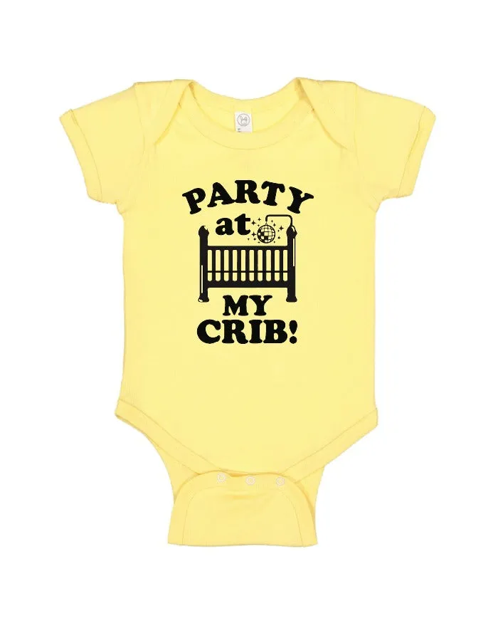 INK "PARTY AT MY CRIB" Baby Onesie - Yellow