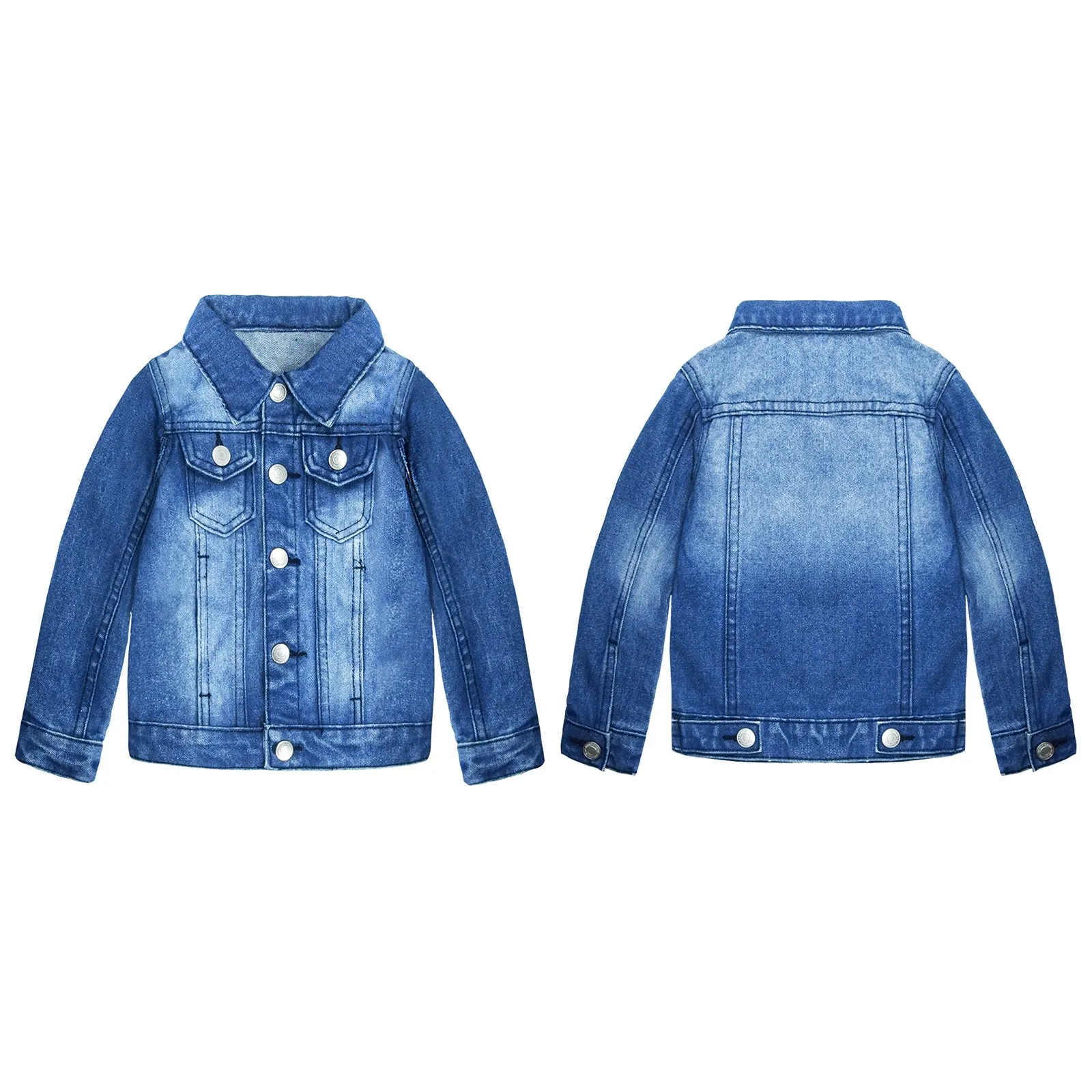 Little Kid Simple Jean Jacket, Stone Washed Soft Denim Coat Outfit