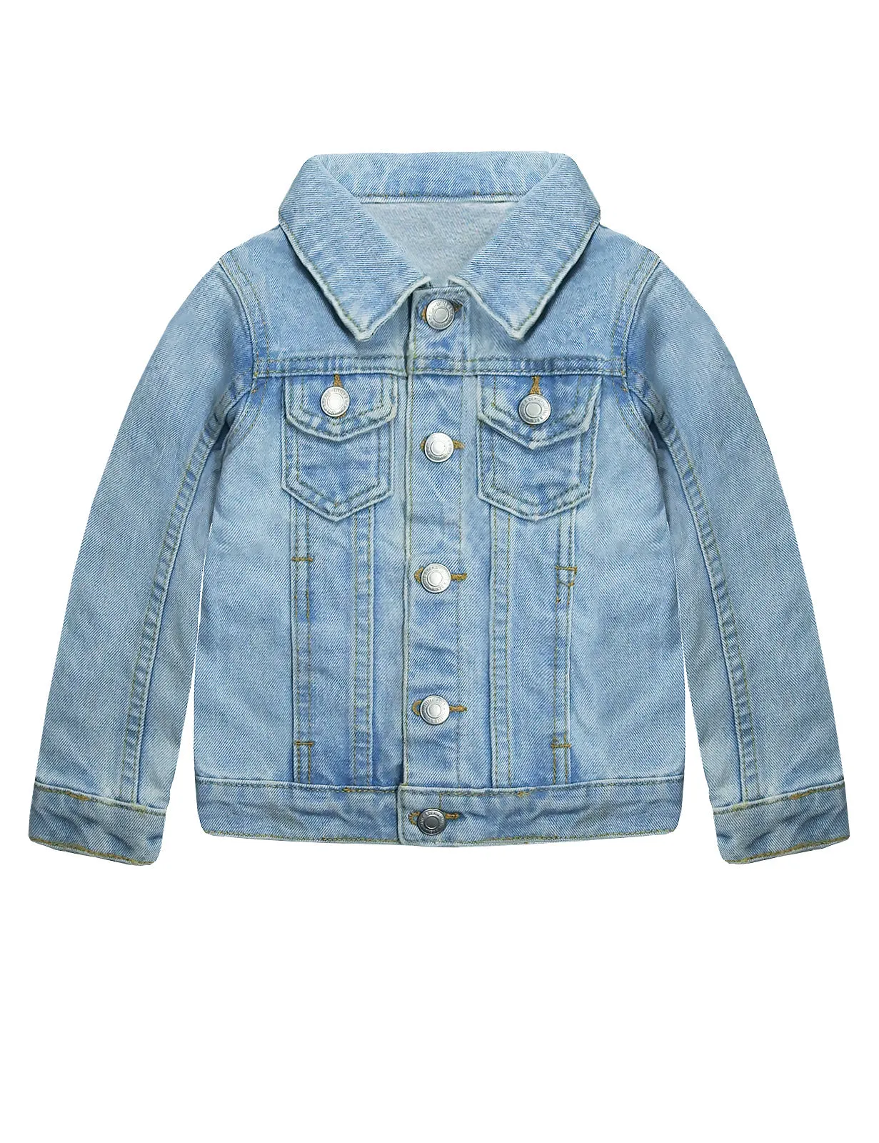 Little Kid Simple Jean Jacket, Stone Washed Soft Denim Coat Outfit