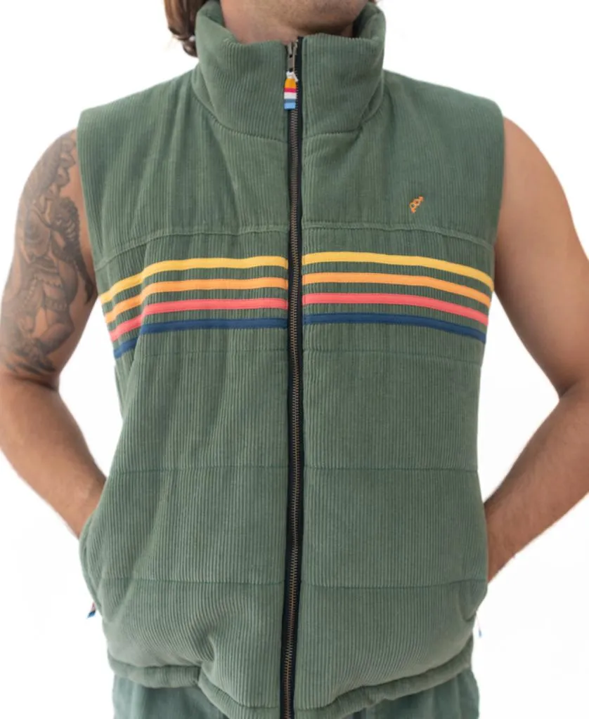 Lofoten Cord Puffer Vest | Khaki