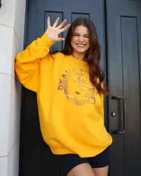 LSU Tigers Helmet Circle Gold Thrifted Sweatshirt