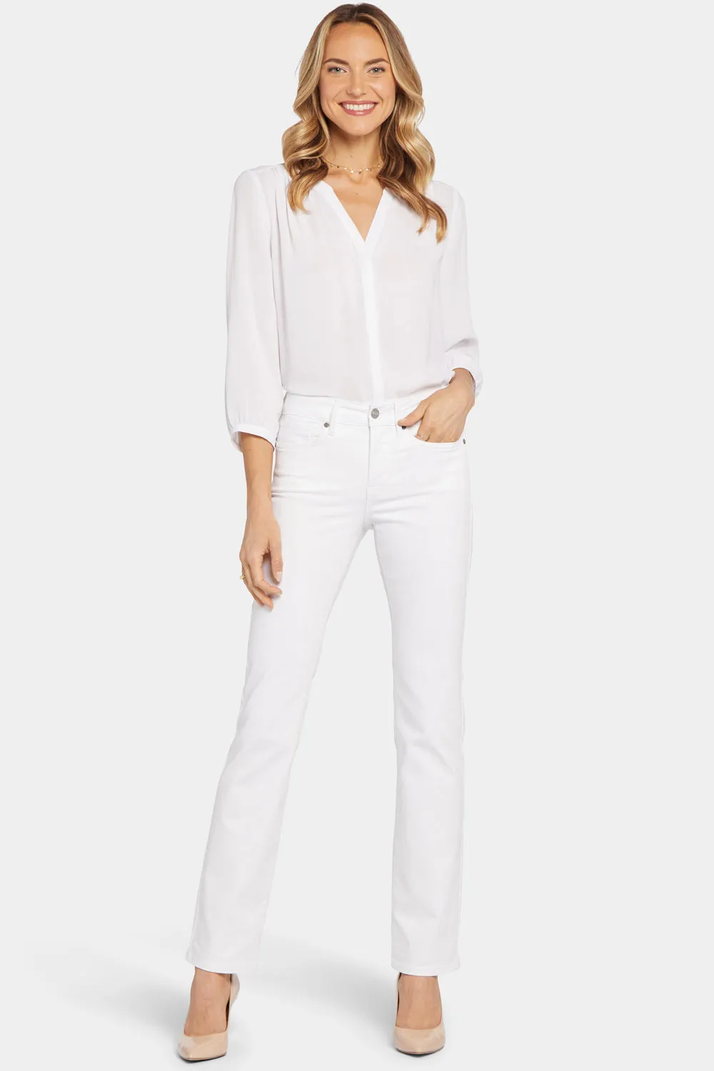 Marilyn Straight Jeans In Petite - Optic White