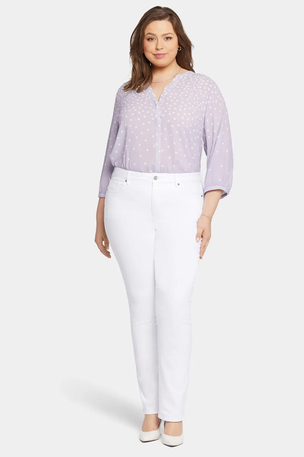 Marilyn Straight Jeans In Plus Size - Optic White