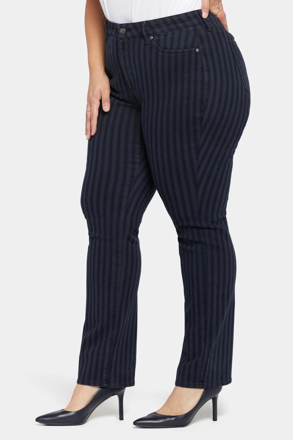 Marilyn Straight Jeans In Plus Size - Tahoe Stripe