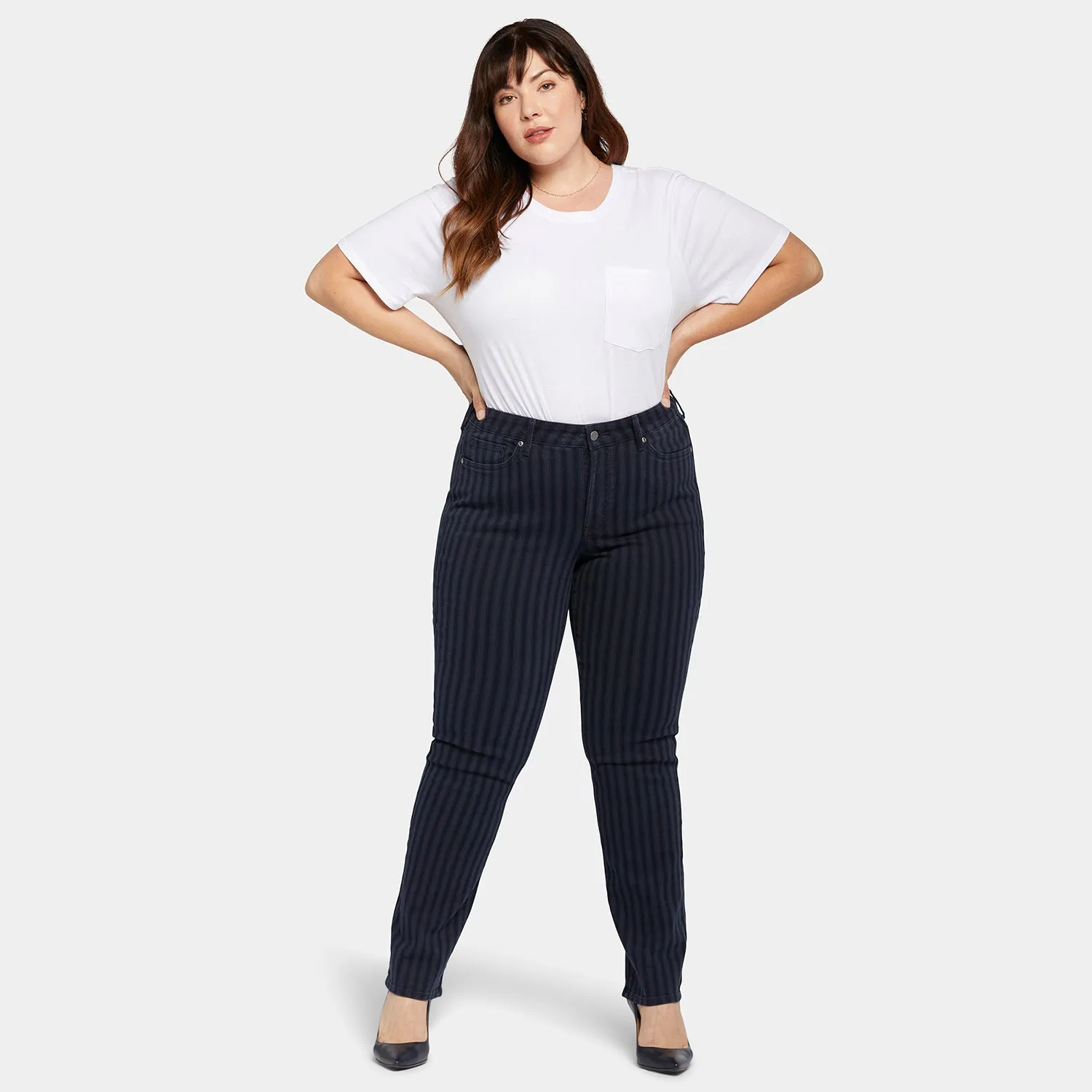 Marilyn Straight Jeans In Plus Size - Tahoe Stripe