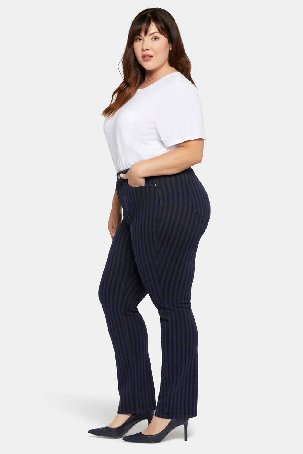 Marilyn Straight Jeans In Plus Size - Tahoe Stripe