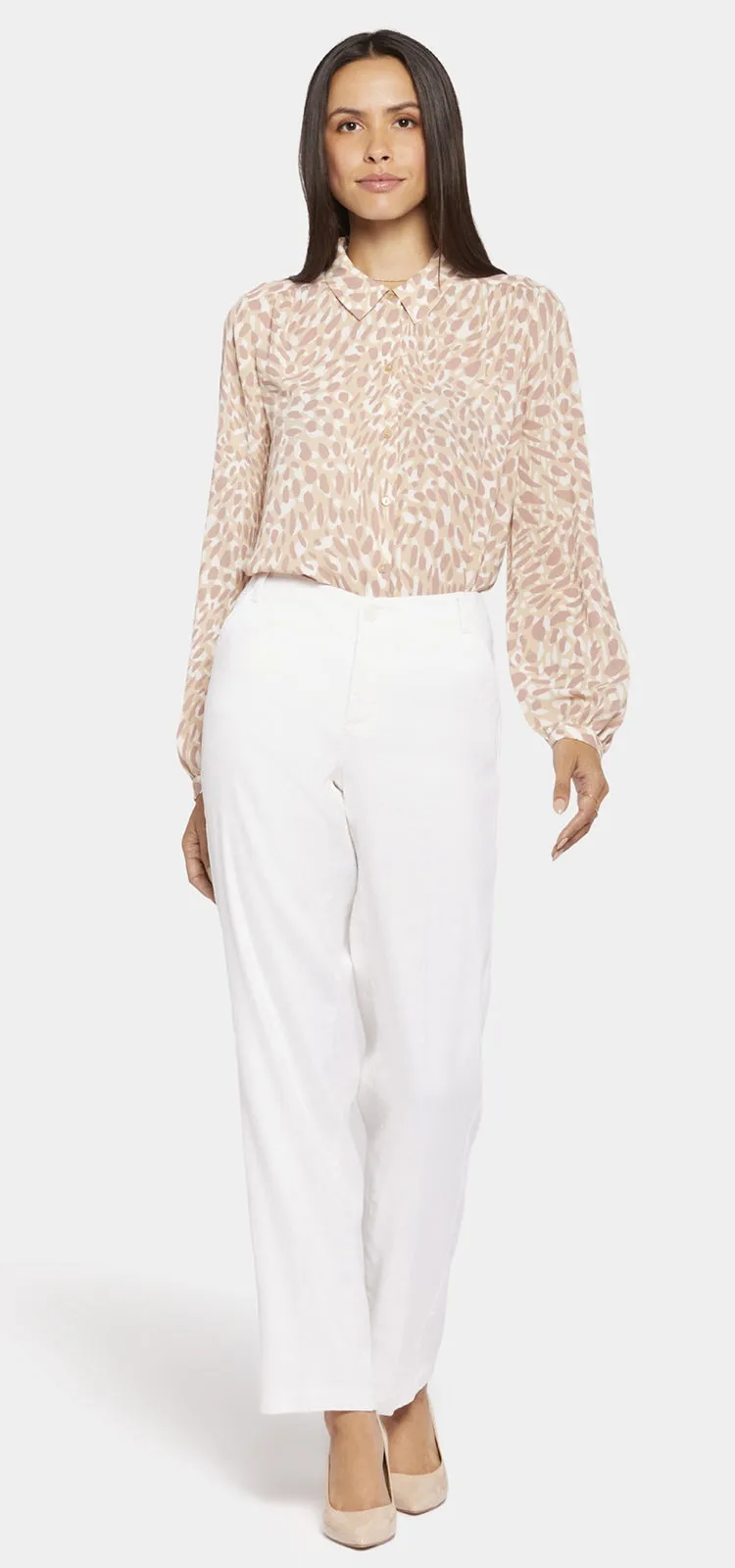 Marilyn Trouser Wit Stretch Linnen | Optic White