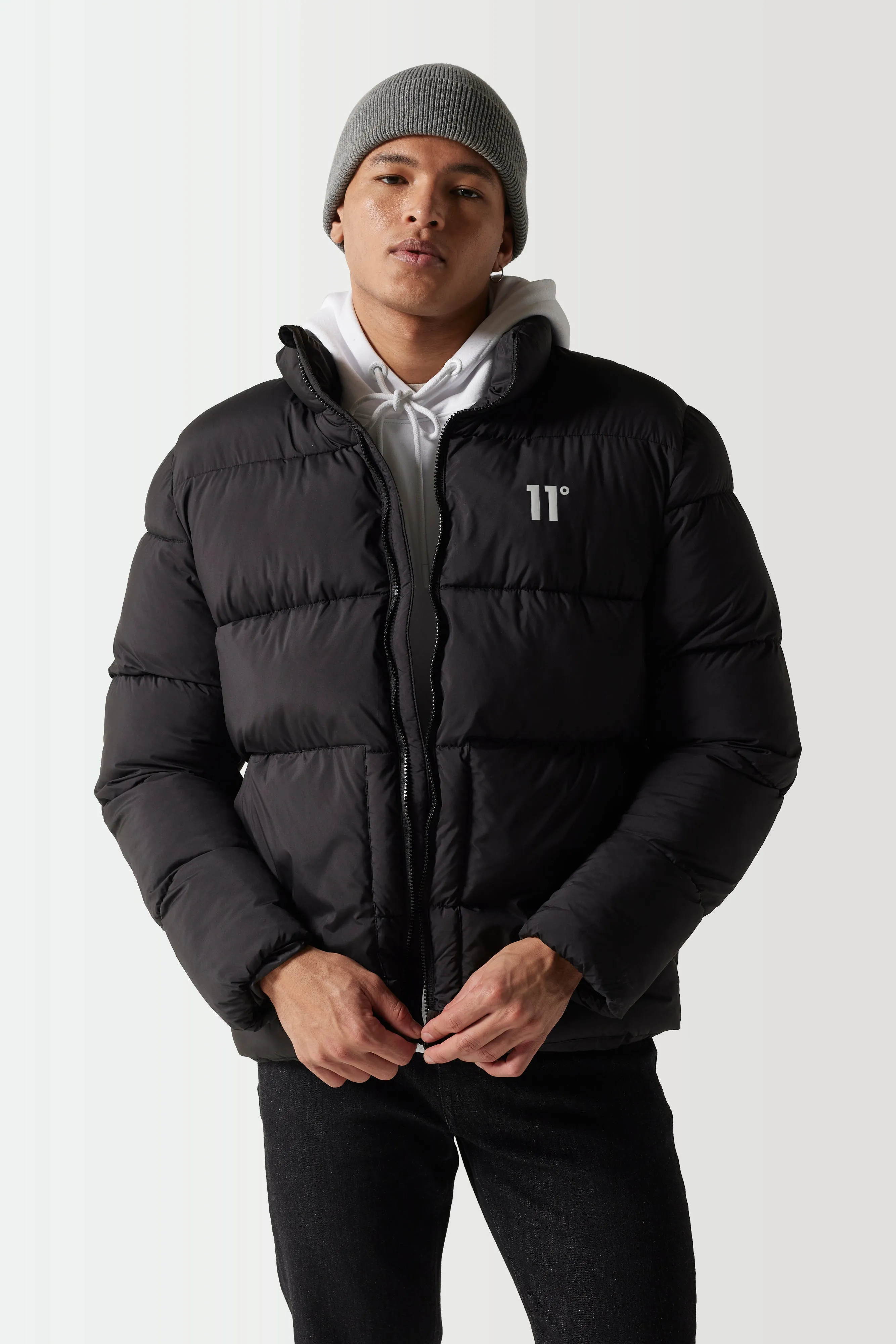 Panel Puffer Jacket - Black