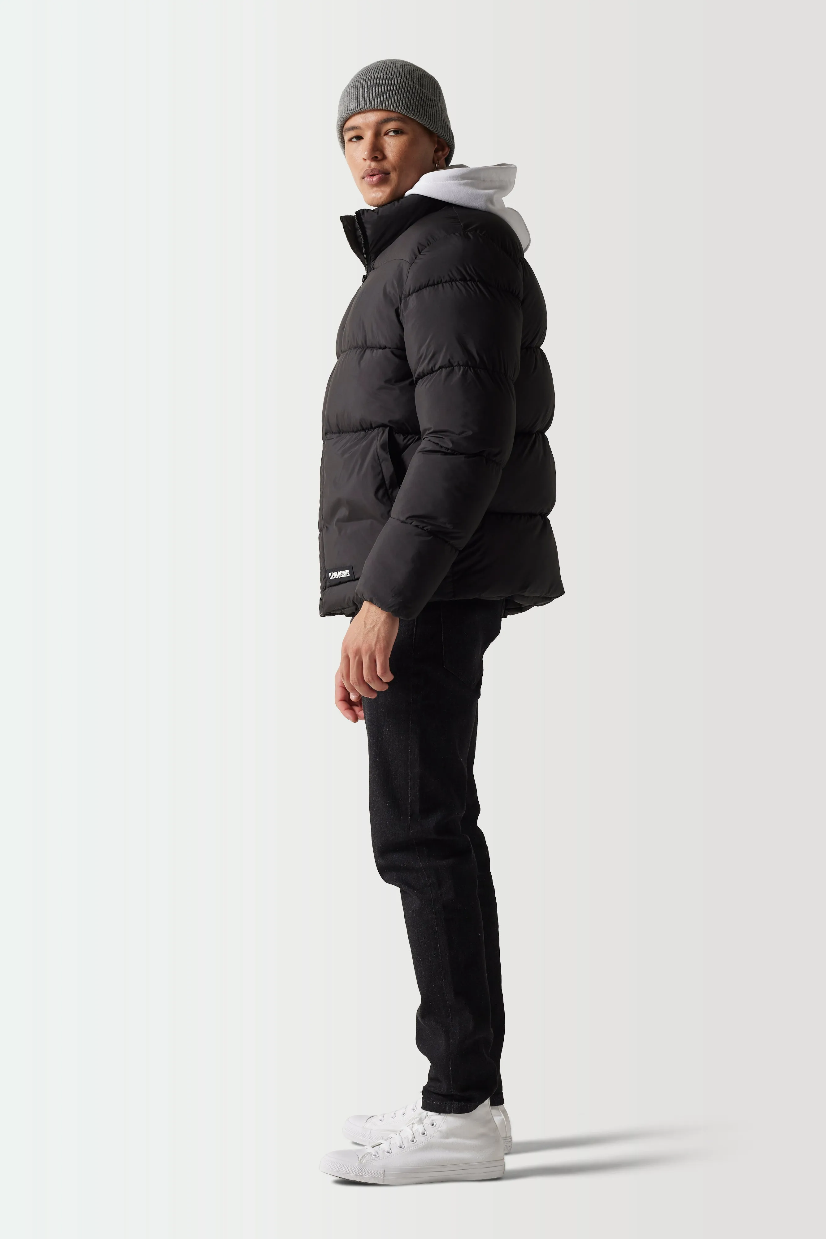 Panel Puffer Jacket - Black