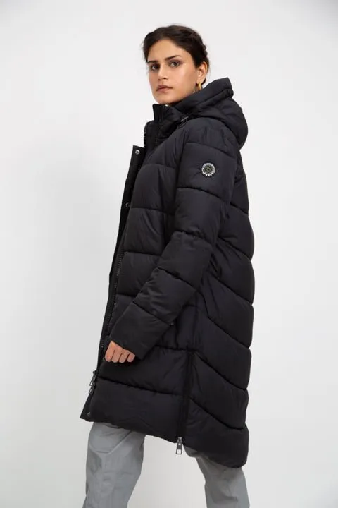 PORTOBELLO II recycled black long puffer jacket