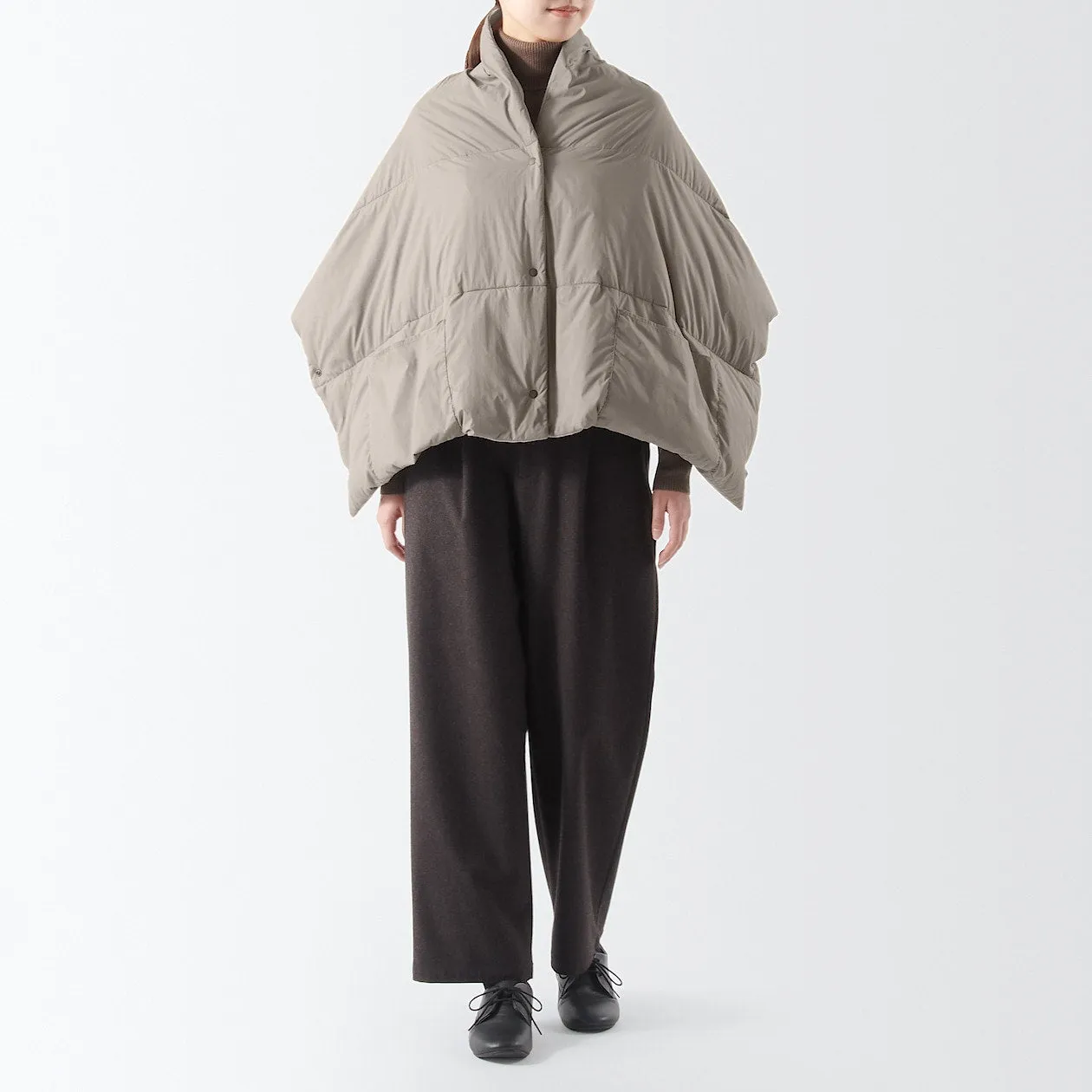 Recycled Nylon Fleece Down Cape