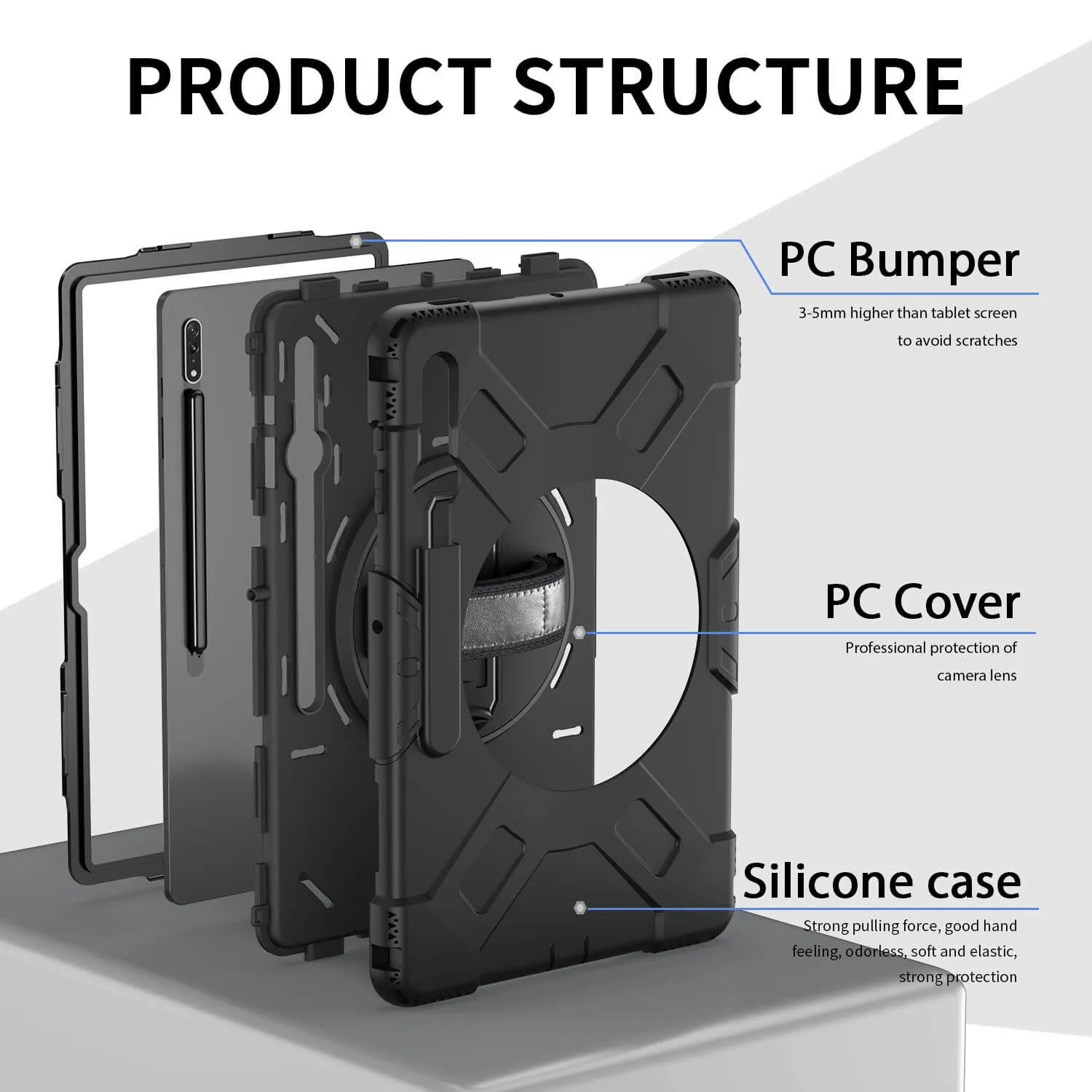 Samsung Galaxy Tab S9 Ultra / S8 Ultra Case Rugged Protection Black