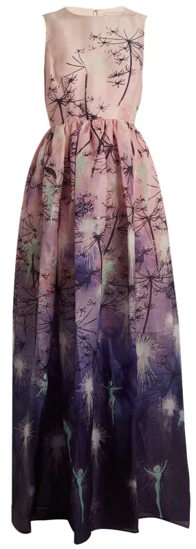 'Shaw' Sleeveless Fairy-Print Gown