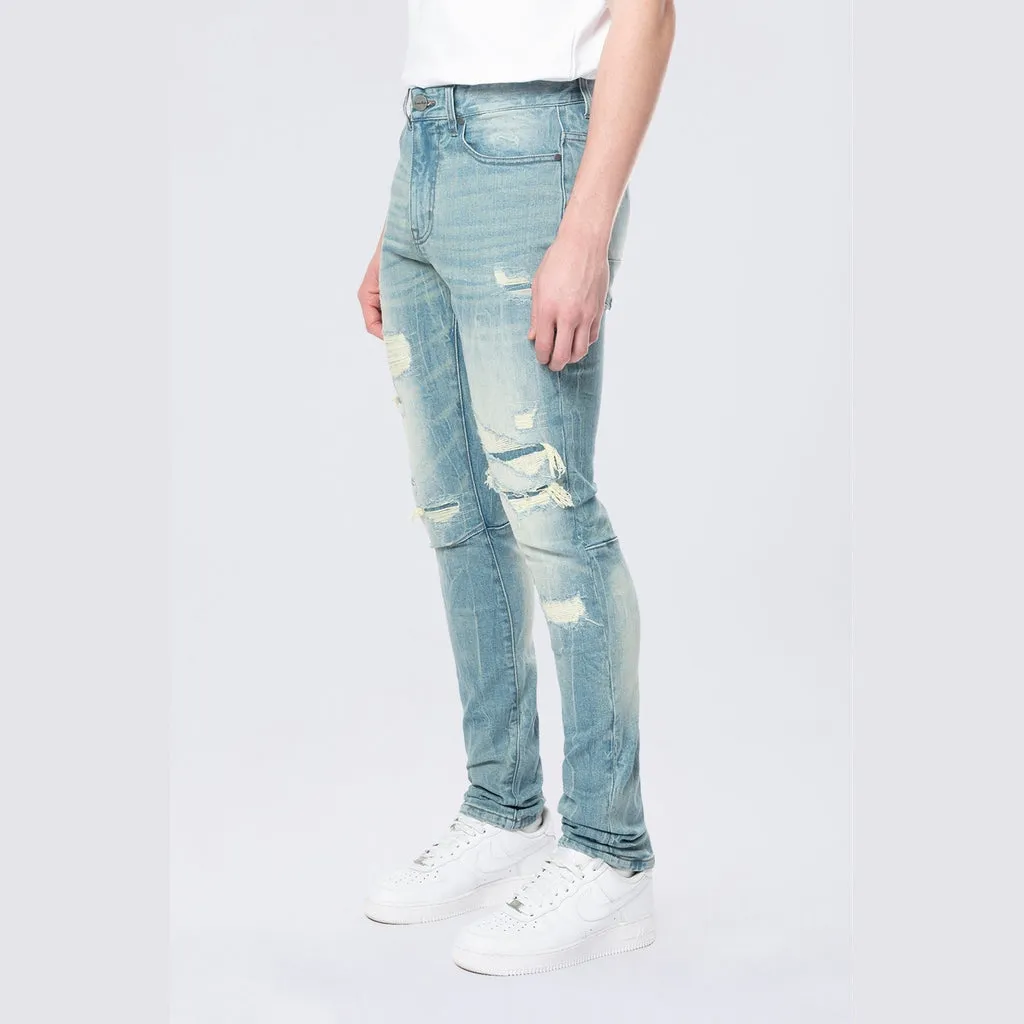 Slim Tapered Vintage Washed Jeans - Adonis Blue