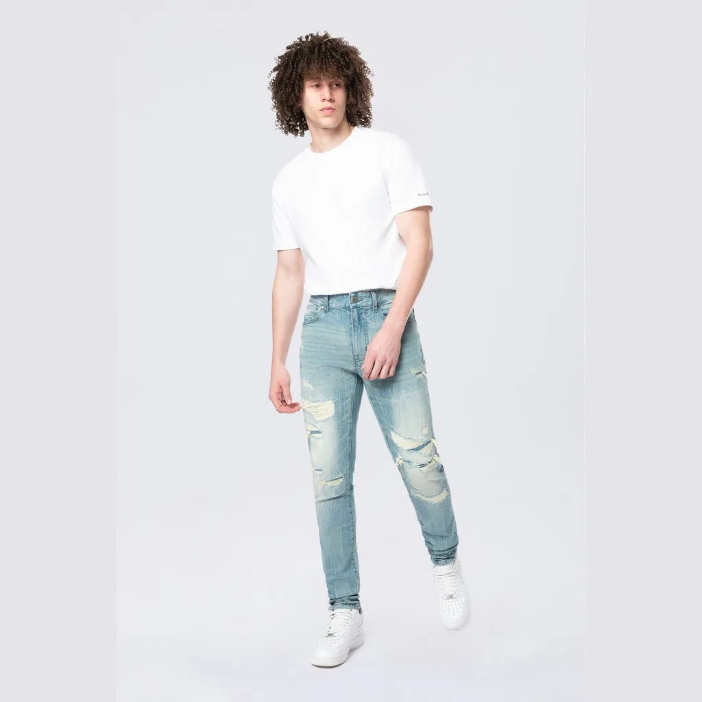 Slim Tapered Vintage Washed Jeans - Adonis Blue