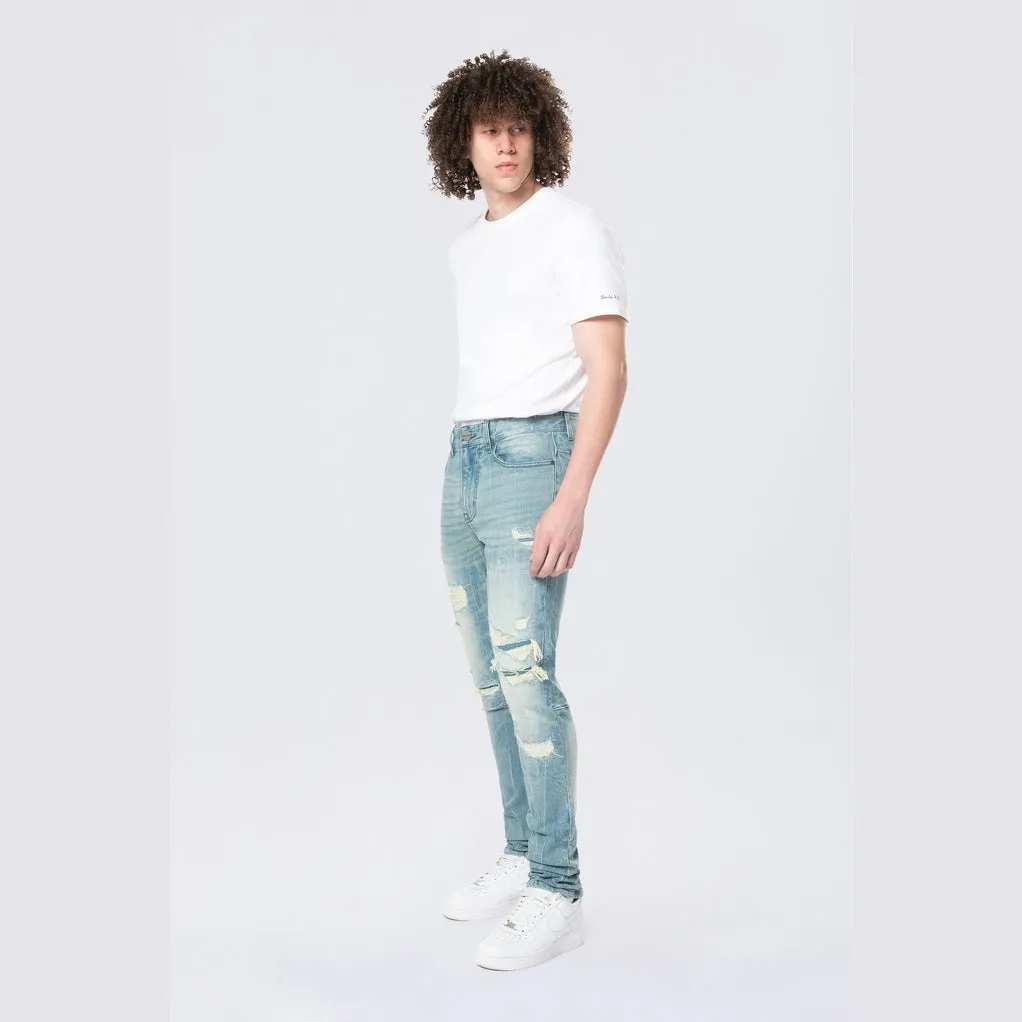 Slim Tapered Vintage Washed Jeans - Adonis Blue