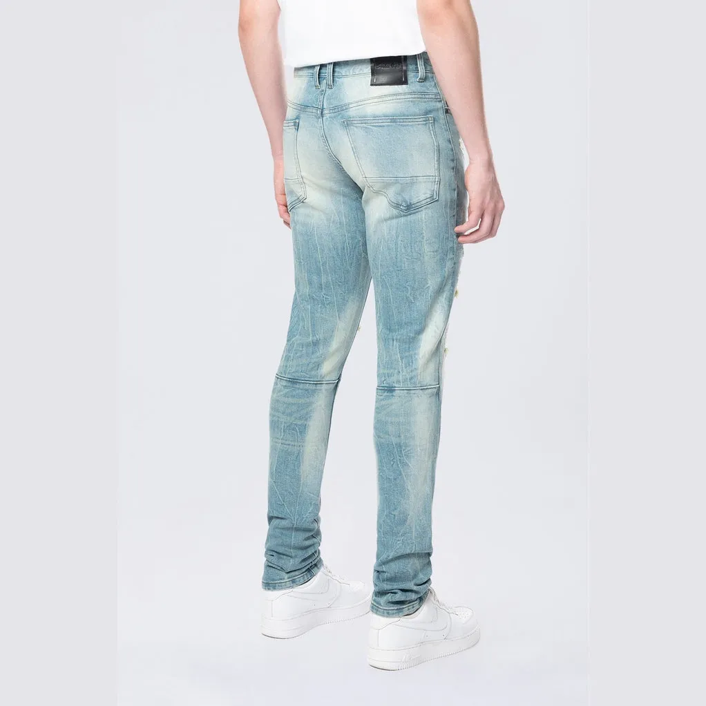 Slim Tapered Vintage Washed Jeans - Adonis Blue