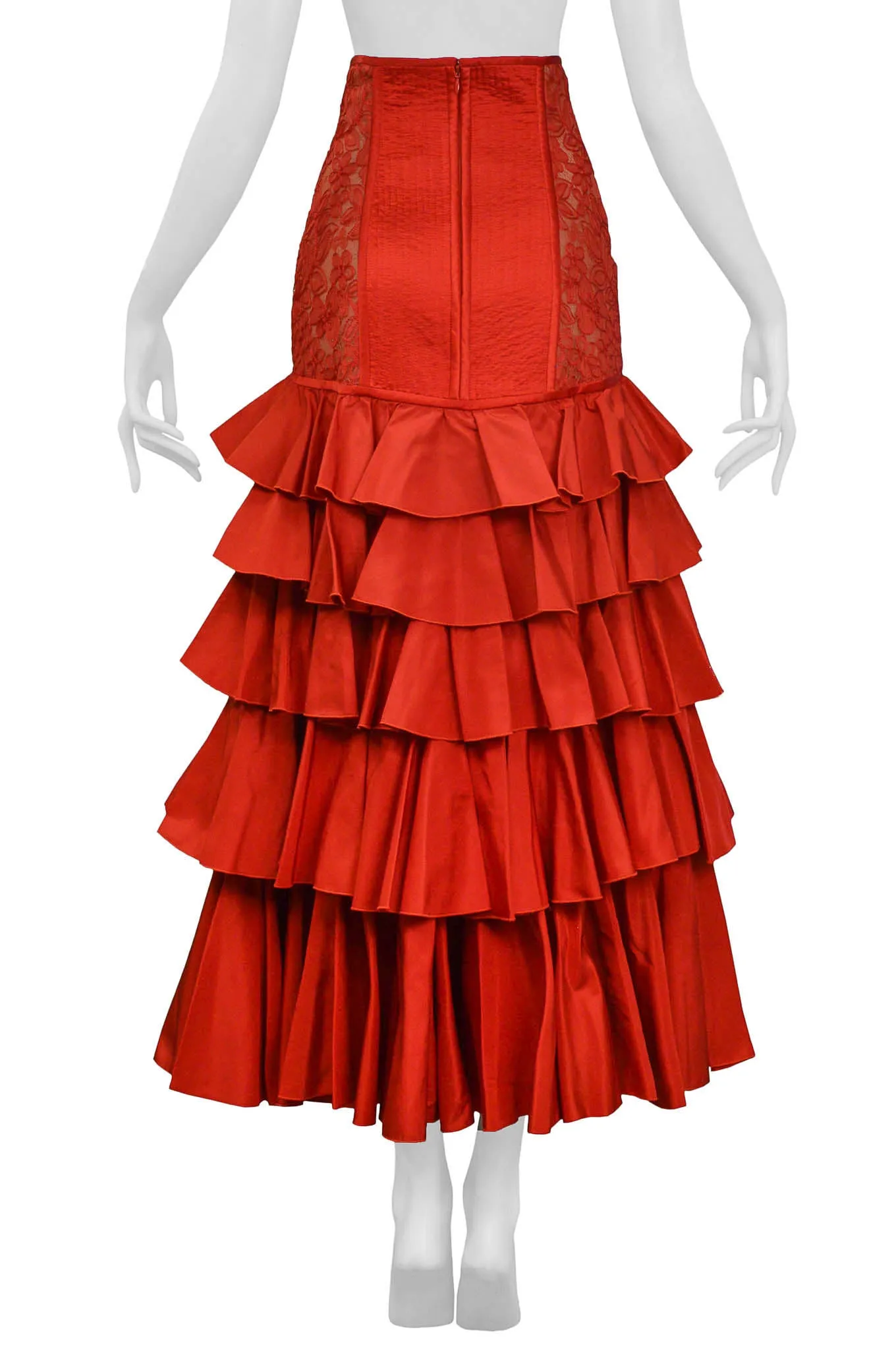 VALENTINO RED RUFFLE BALL GOWN SKIRT